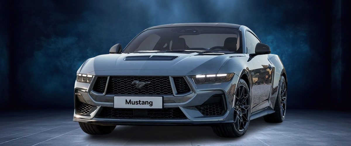 zu sehen: blauer Ford Mustang